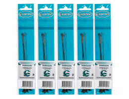 Поводки Контакт Струна №1 15см. 6,5кг. 50шт. (5уп. по 10шт.) (с вертлюжком)